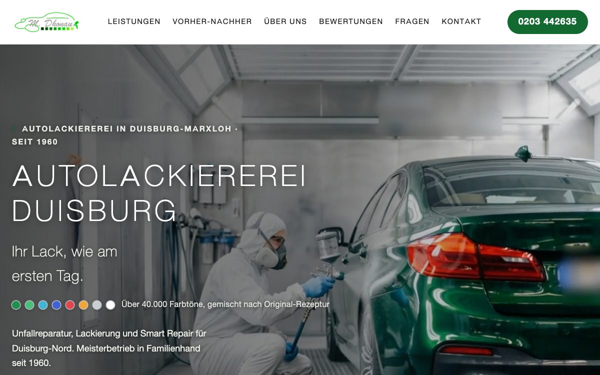 Website Autolackiererei Dhonau &ndash; Desktop