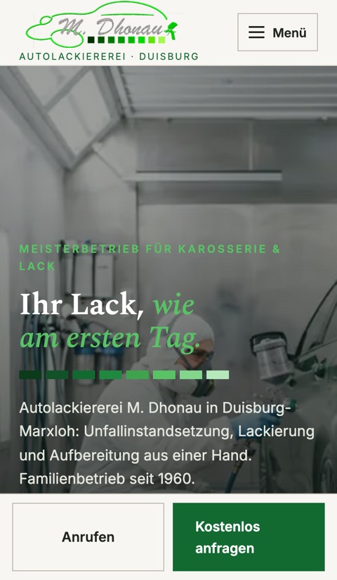 Website Autolackiererei Dhonau &ndash; Tablet
