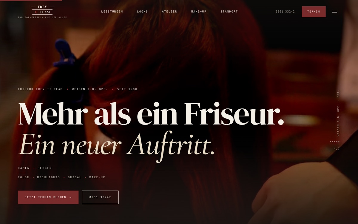 Website Frey II Team Salon &ndash; Desktop