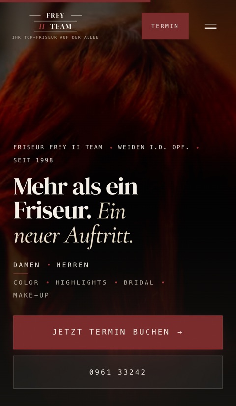 Website Frey II Team Salon &ndash; Tablet