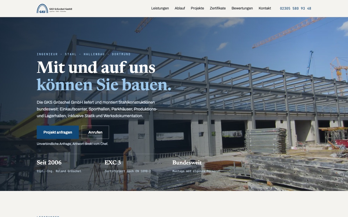 Website GKS Gröschel &ndash; Desktop