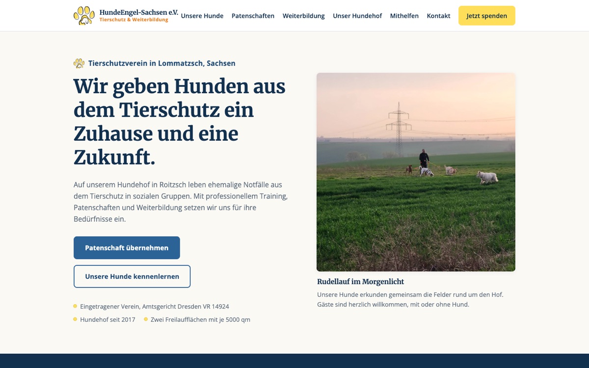 Website HundeEngel-Sachsen &ndash; Desktop
