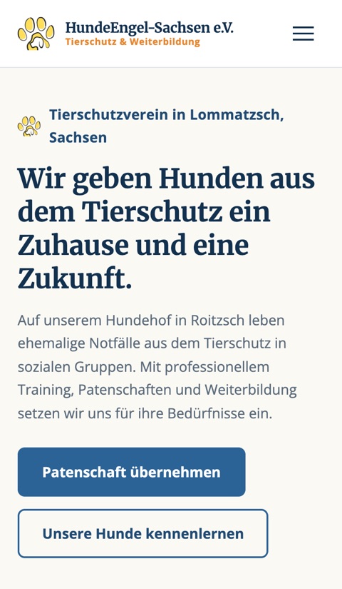 Website HundeEngel-Sachsen &ndash; Tablet