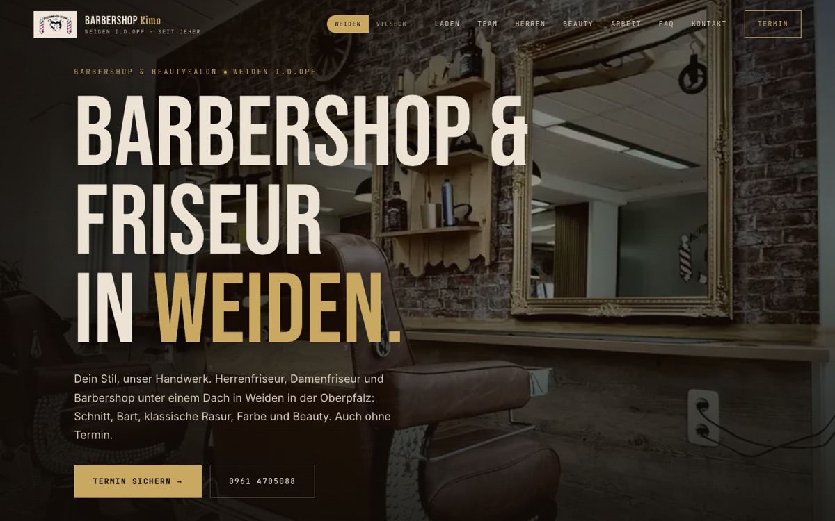 Website Barbershop Kimo &ndash; Desktop