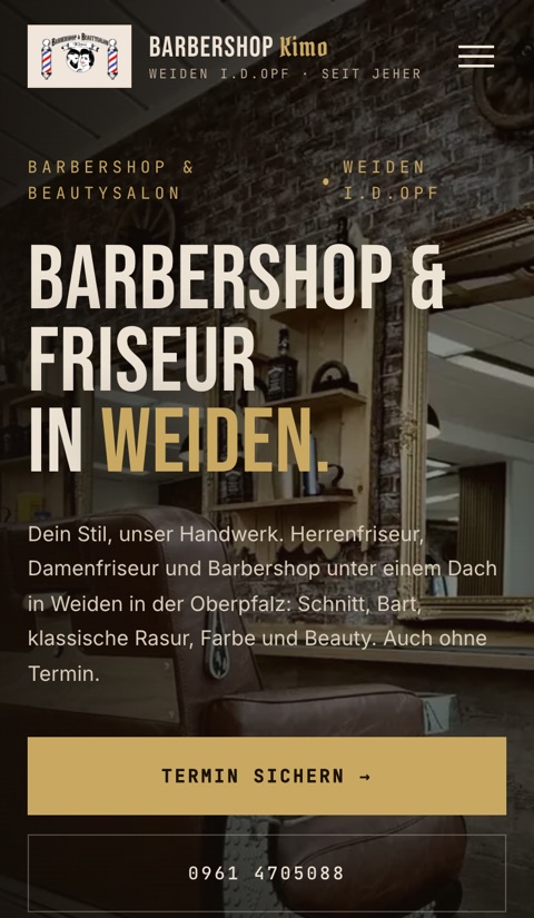Website Barbershop Kimo &ndash; Tablet