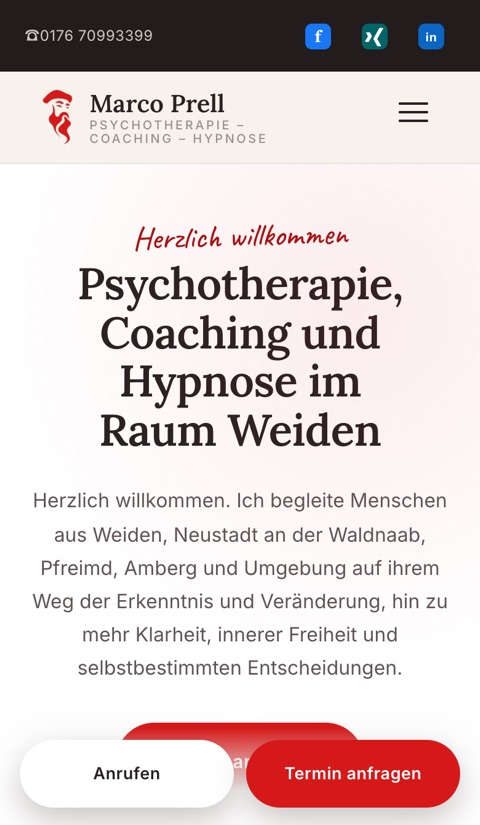 Website Marco Prell &ndash; Tablet