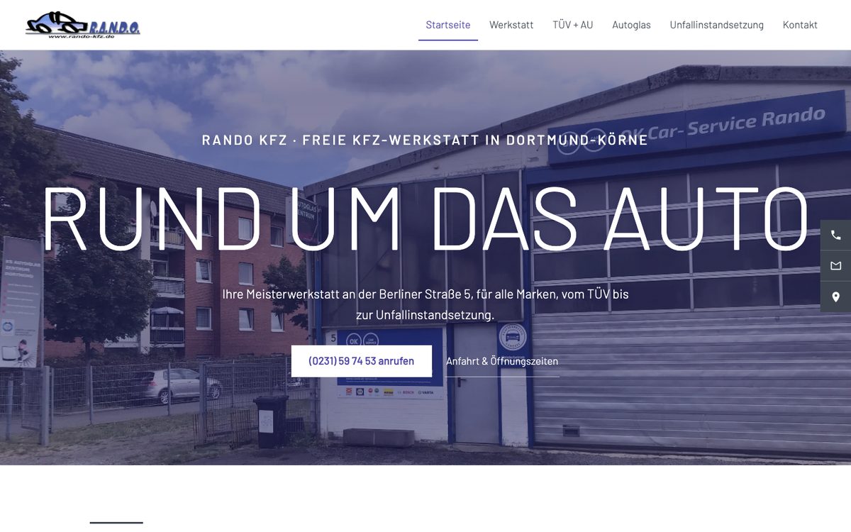Website Rando Kfz Dortmund &ndash; Desktop