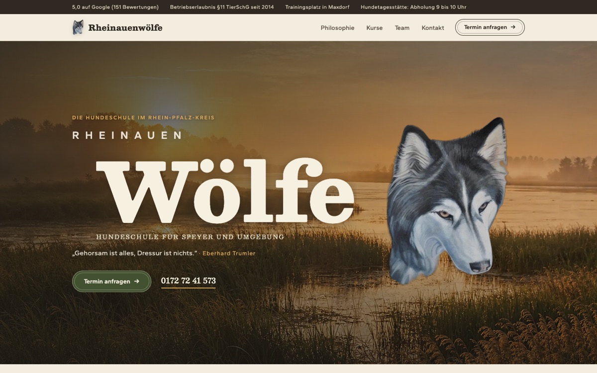 Website Rheinauenwölfe &ndash; Desktop