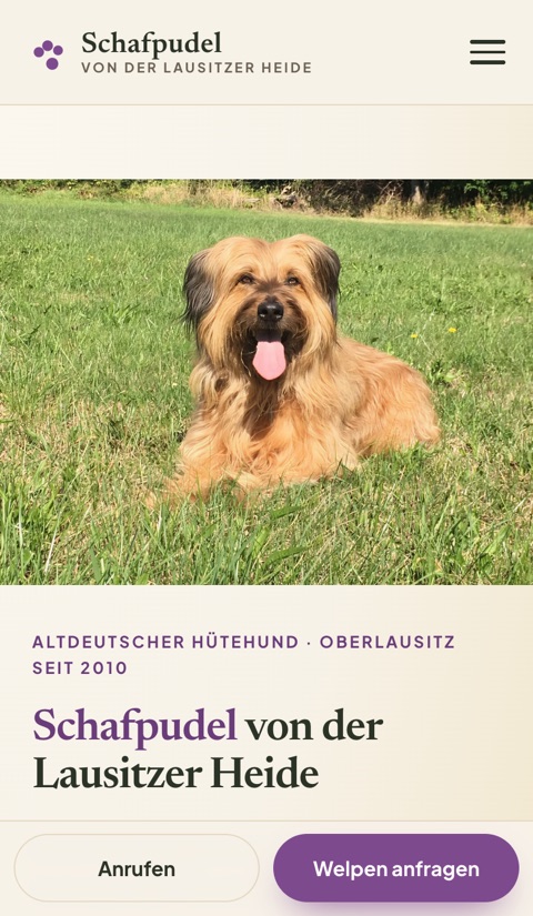 Website Schafpudel Lausitzer Heide &ndash; Tablet