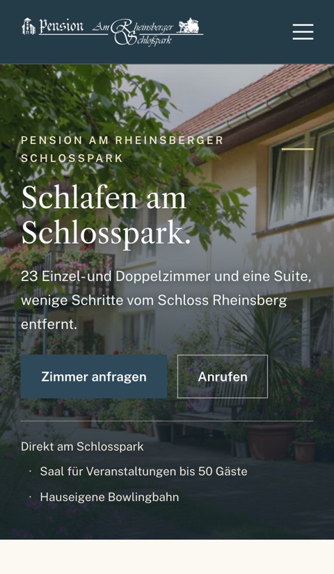 Website Pension Am Schlosspark &ndash; Tablet