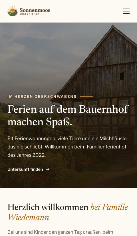 Website Sonnenmoos Erlebnishof