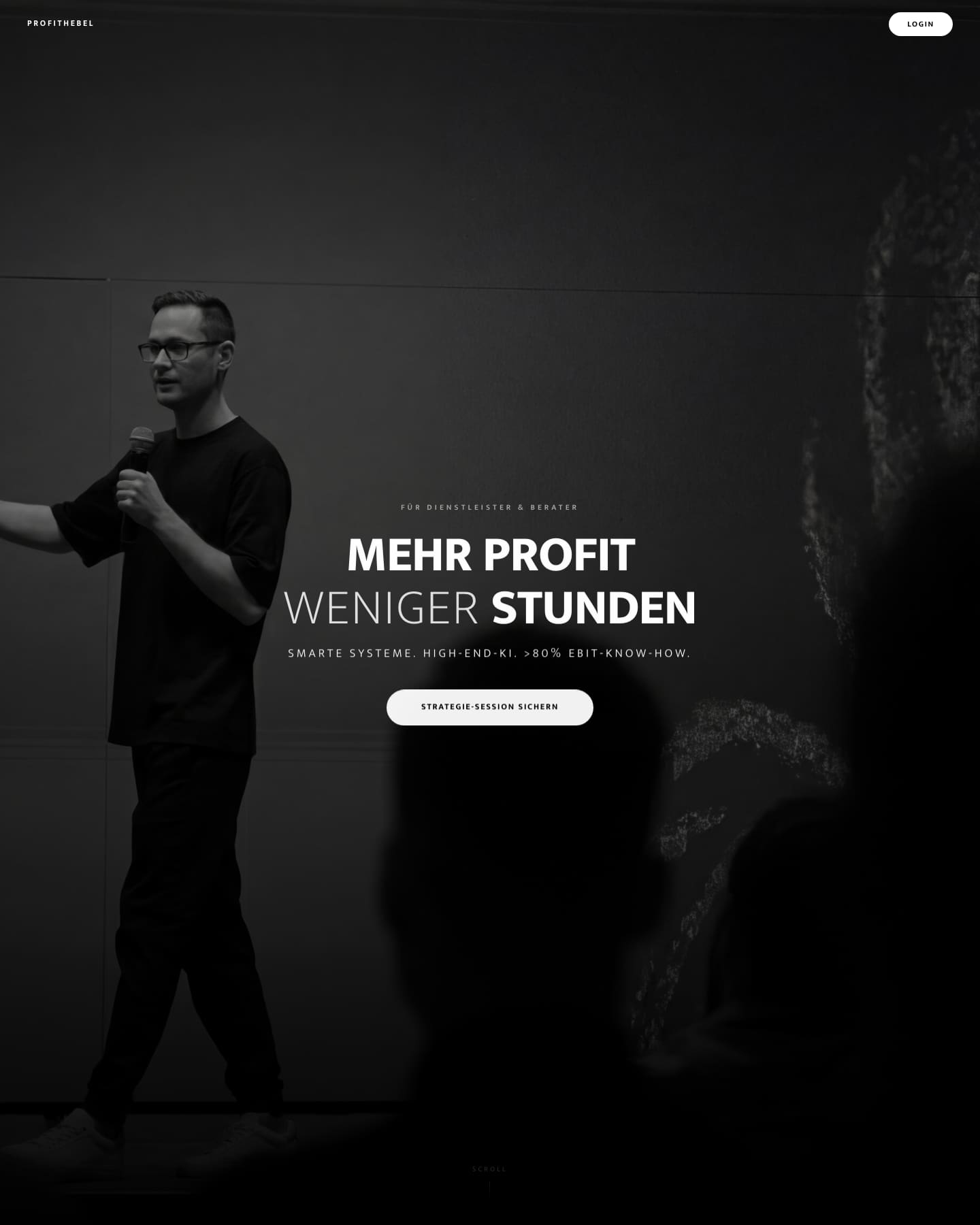 Startseite der Website von Profithebel mit dem Claim Mehr Profit. Weniger Stunden.