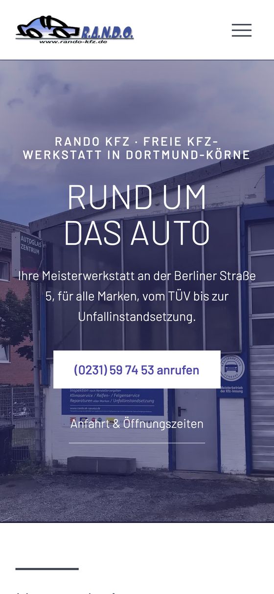 Rando Kfz GmbH, neue Website von Strivera auf dem Handy