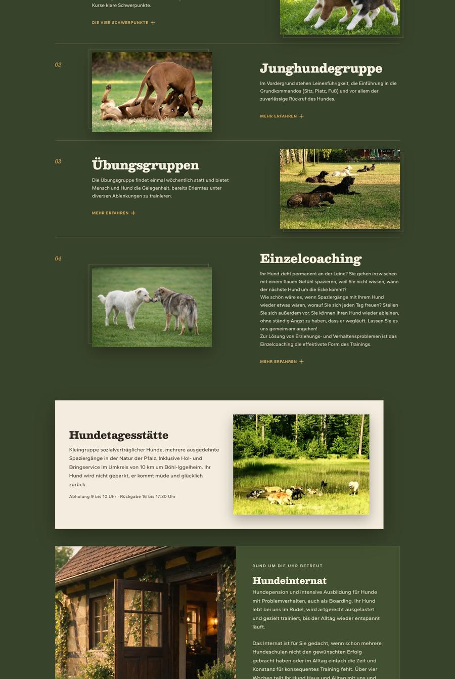 Website Hundeschule Rheinauenwölfe, Teil 2