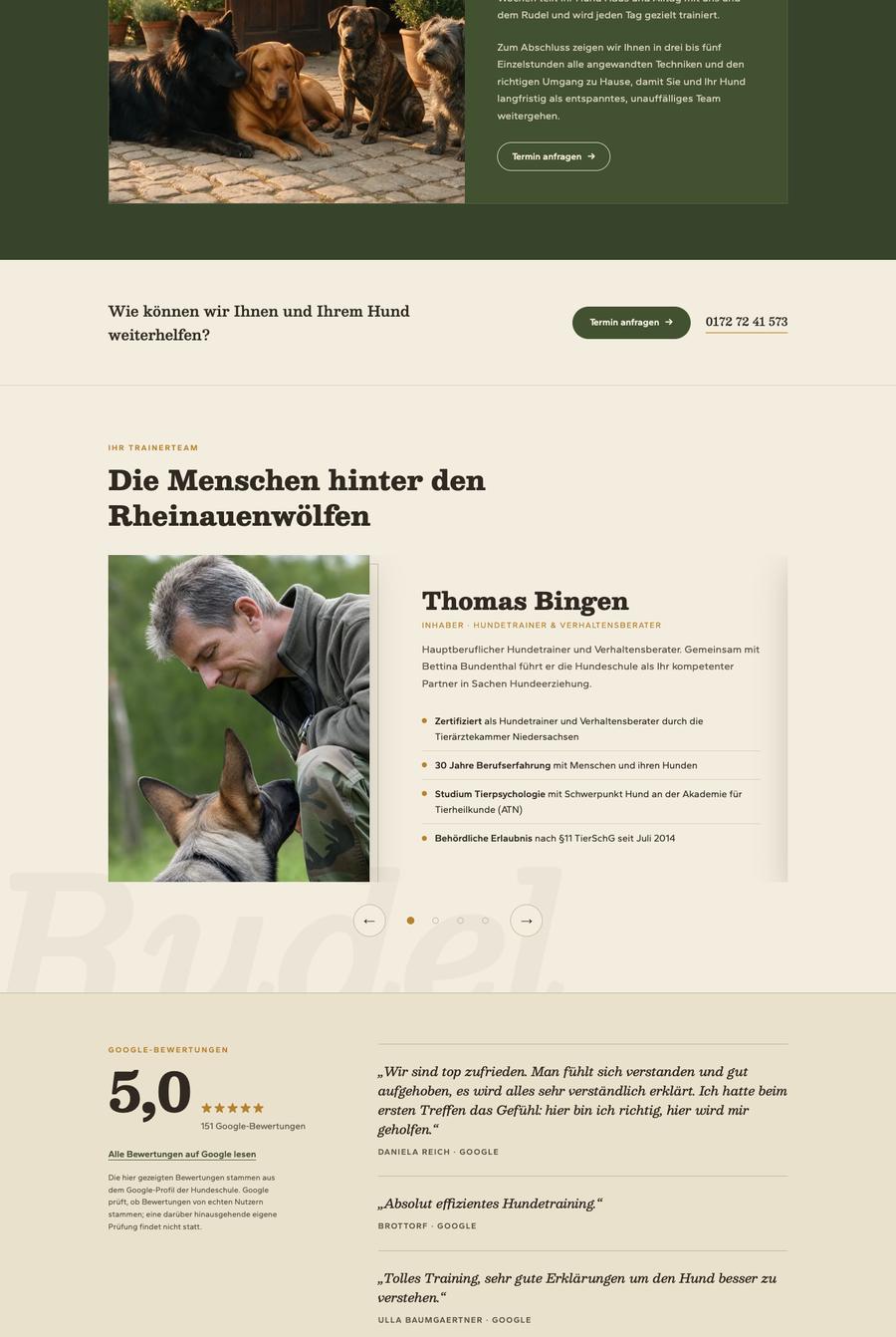 Website Hundeschule Rheinauenwölfe, Teil 3