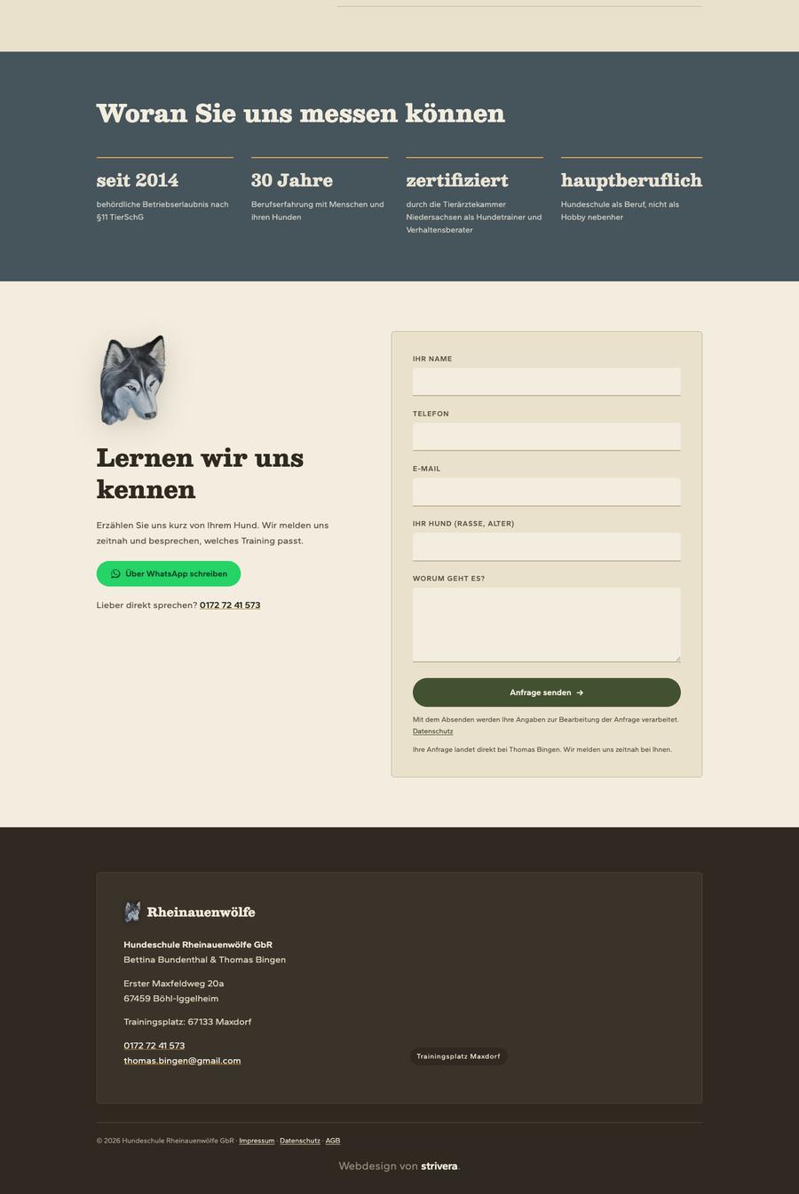 Website Hundeschule Rheinauenwölfe, Teil 4