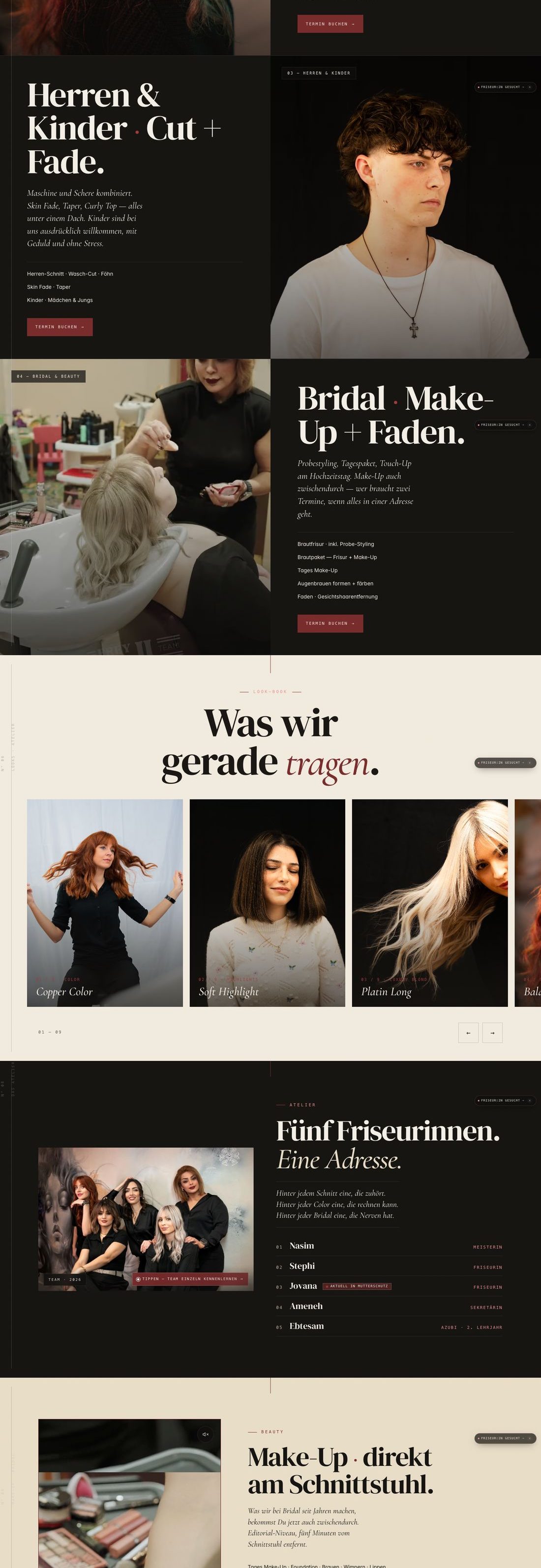 Website Frey II Team Salon, Teil 2: Leistungen