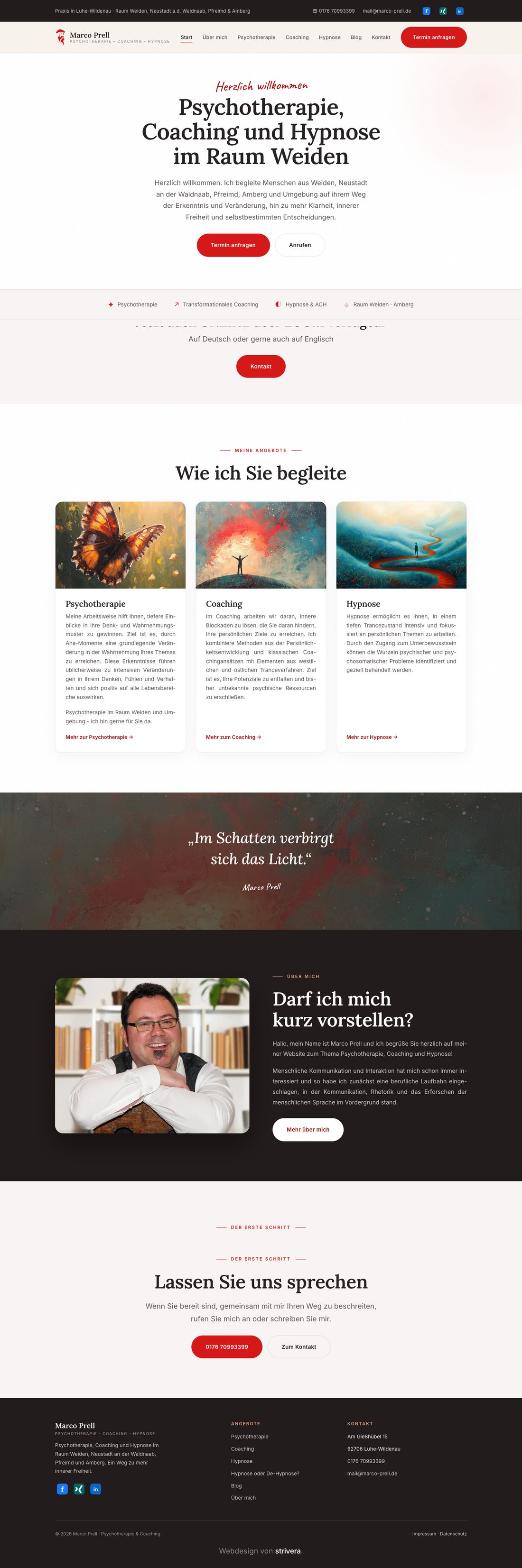 Website Marco Prell, komplette Startseite