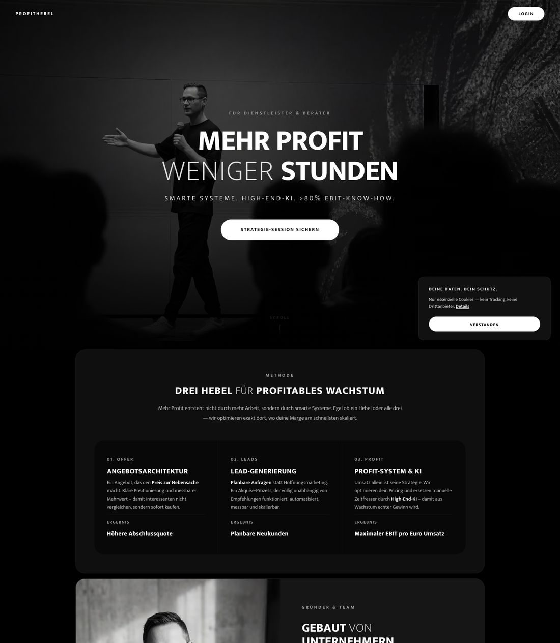 Die komplette Website von Profithebel, Teil 1 von 2
